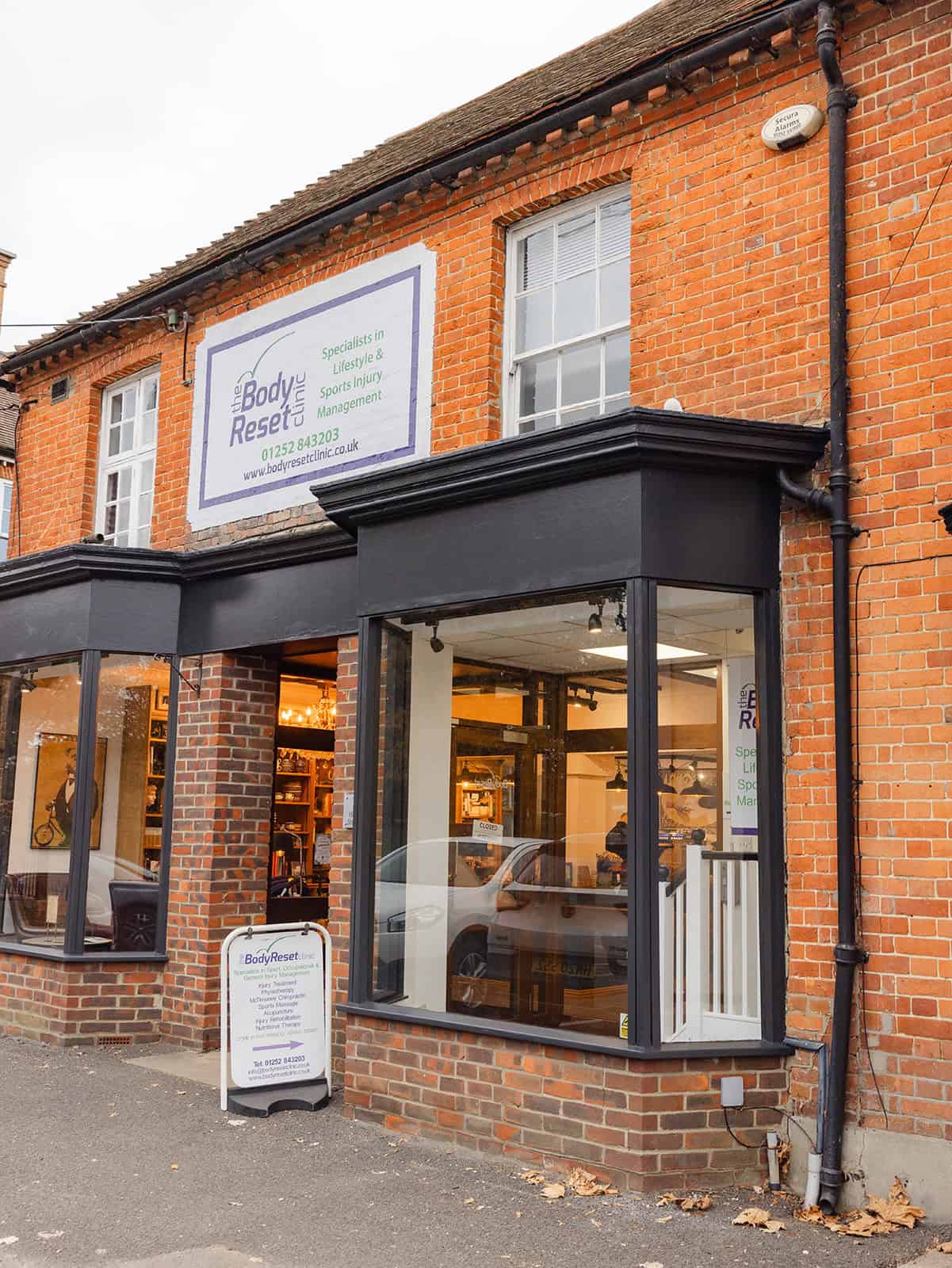 Exterior of Body Reset Clinic in Hartley Wintney with welcoming entrance 